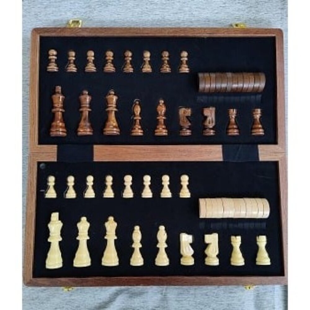 Elegant 15" Dual Game Folding Board Set - Chess & Checkers Combo